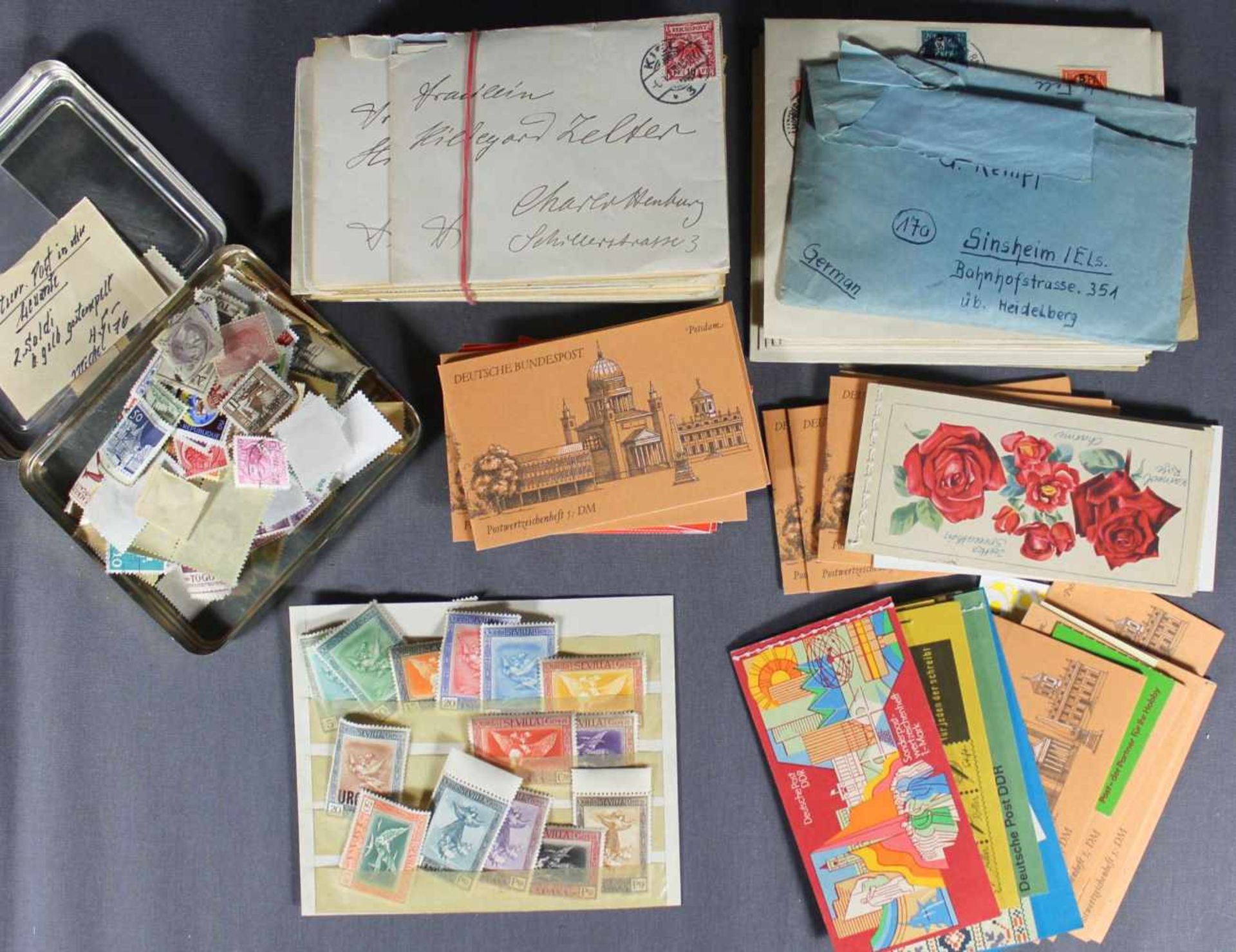 1 kleine Kiste mit einem Sammlernachlaß bestehend aus alten Briefen darunter ein ganzer Pack mit - Bild 3 aus 4