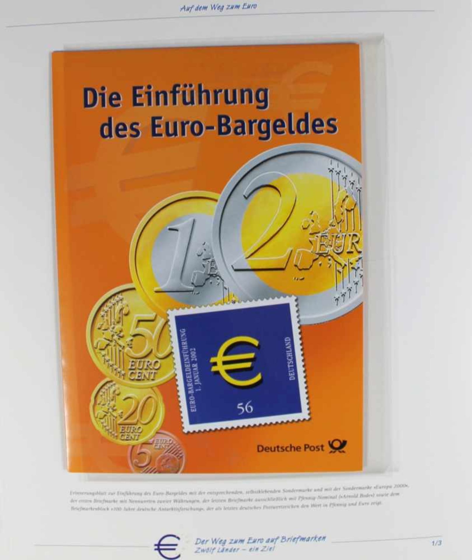 1 Album mit Schuber "Deutsche Post, Der Weg zum Euro auf Briefmarken, Zwölf Länder- ein Ziel", aus - Bild 2 aus 4