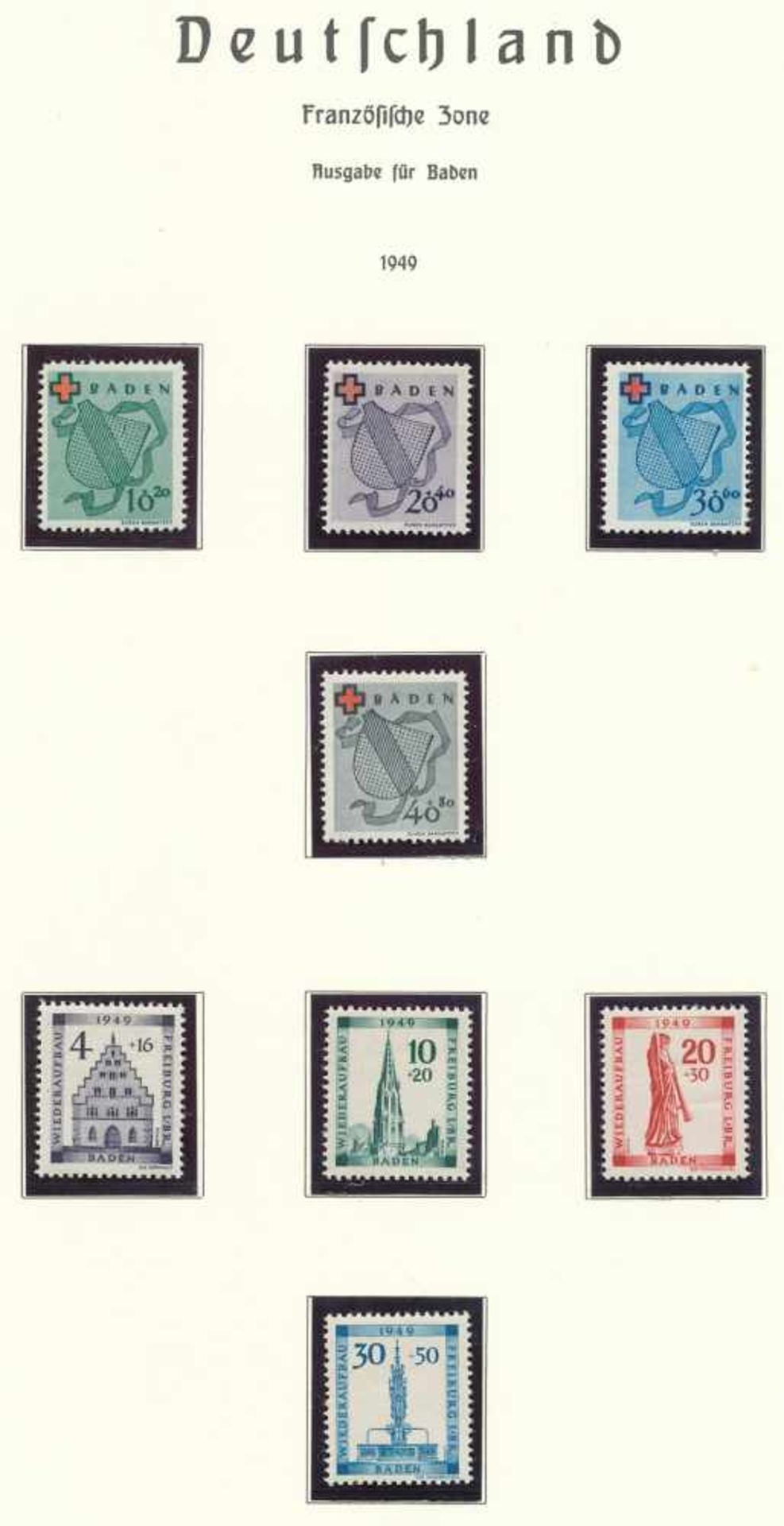 1 komplette Sammlung "Französische Zone" auf Leuchtturm-Vordrucken, postfrisch, Baden ohne - Image 13 of 18