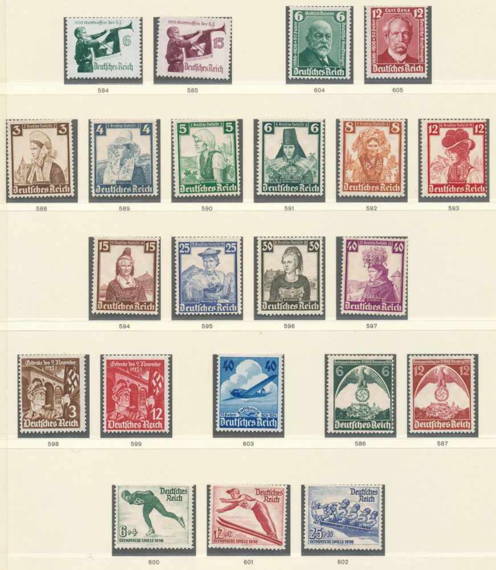 1 Sammlung "Deutsches Reich", in ungebrauchter Erhaltung mit den MiNr. 584-620, 622, 623 sowie 634-