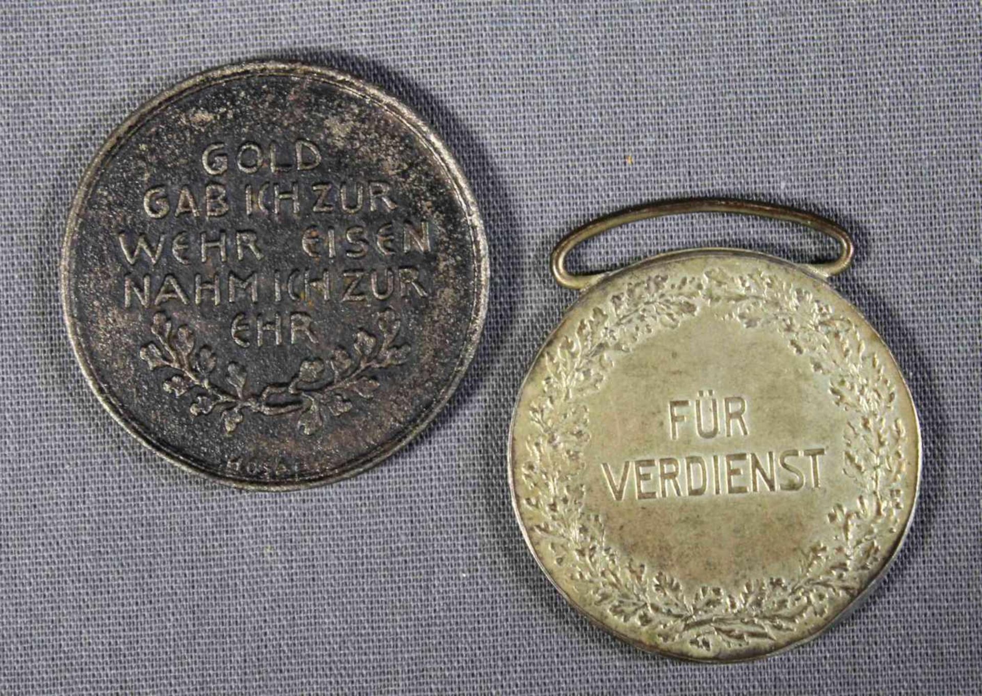 2 Medaillen; 1 silberne Verdienstmedaille Friedrich II. Grossherzog von Baden und 1 Medaille „in - Bild 2 aus 2