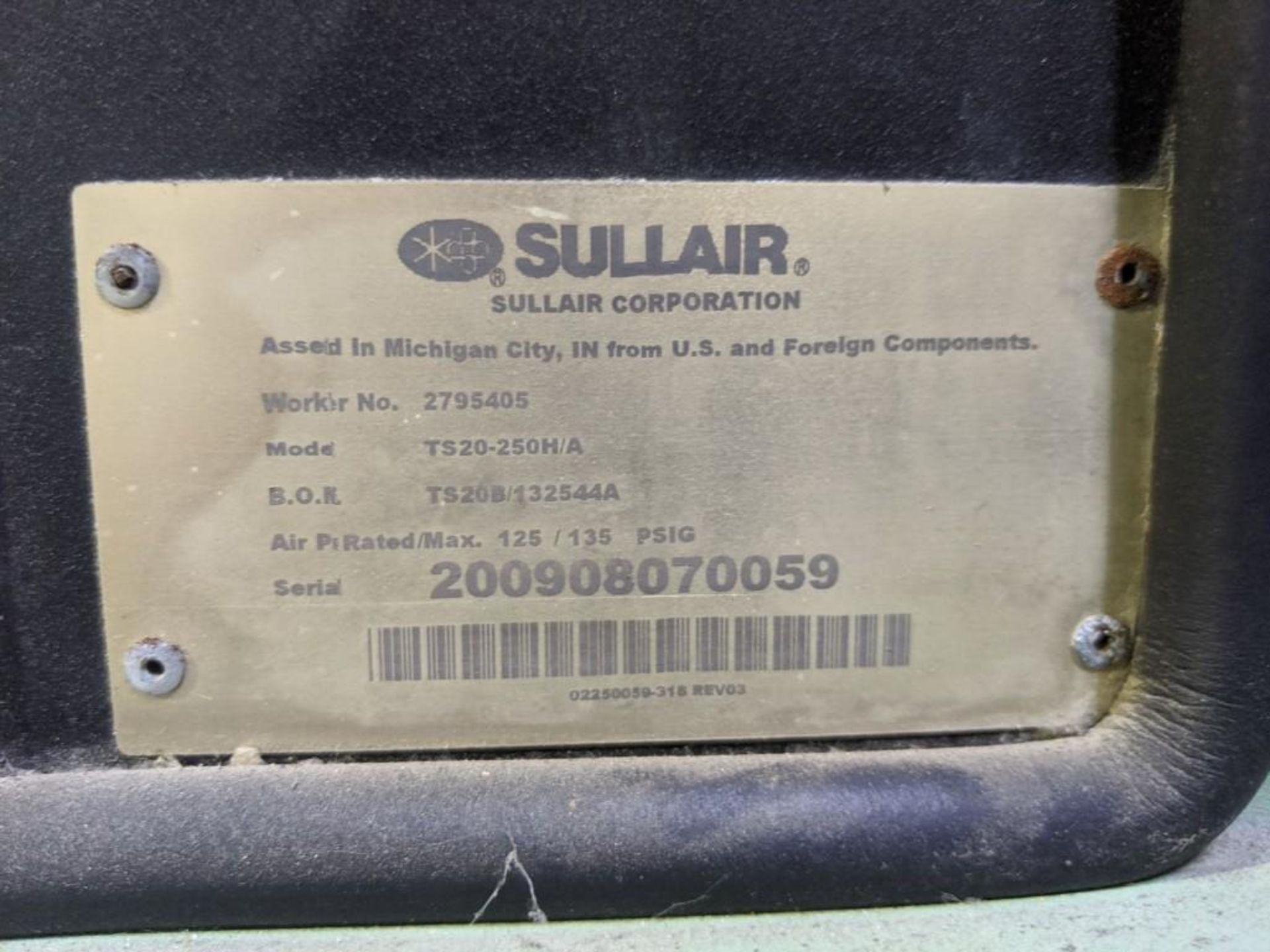 Sullair Model TS20-250H 250 HP Air Compressor - Image 14 of 17