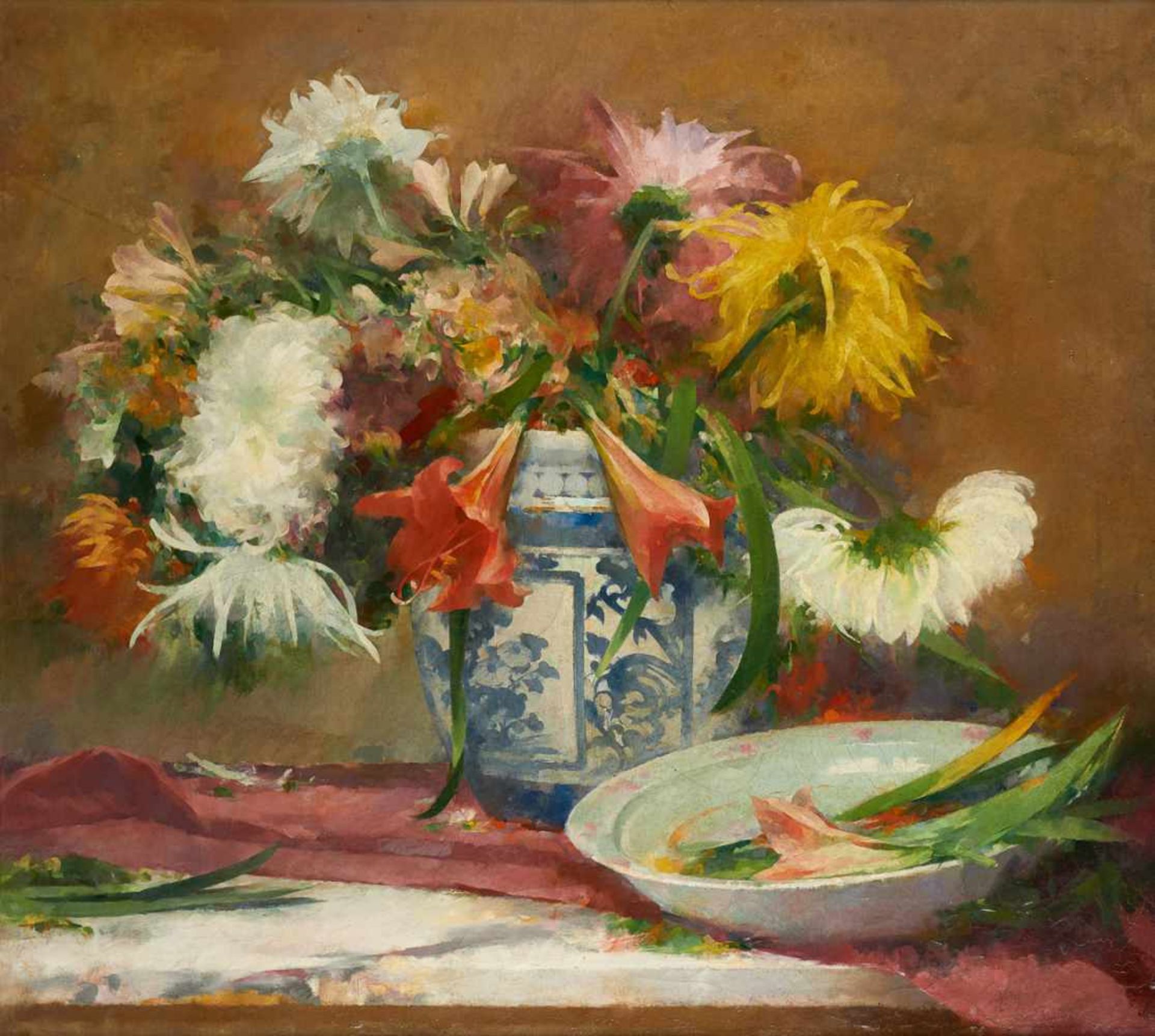 Franz SEGHERS École belge (1849-1939)Huile sur toile: Composition florale.Par Franz Seghers