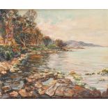 André HALLET École belge (1890-1959)Huile sur toile: Vue du lac Kivu.Signée: A. Hallet.
