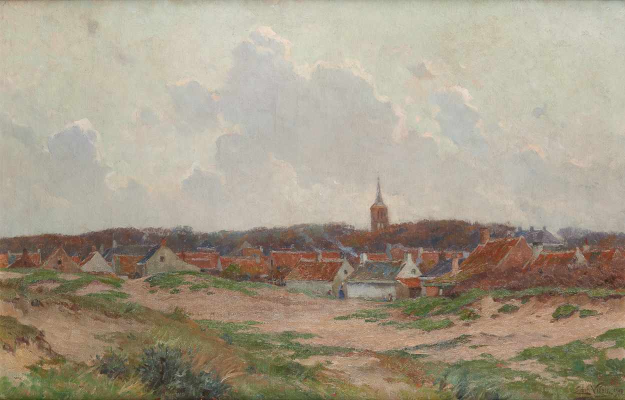 Emmanuel VIERIN École belge (1869-1954)Huile sur toile: "Damburg à l'automne".Signée et dat