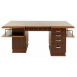 Louis Majorelle (École française).Meuble: Bureau "Partner desk" double face en palissandre et é