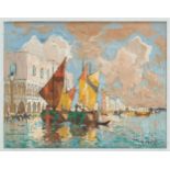 Konstantin Ivanovich GORBATOV École russe (1876-1945)Gouache sur papier: Grand Canal de Venise