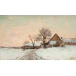 Lucien FRANK École belge (1857-1920)Huile sur toile (rentoilée): Paysage enneigé.Signée: L.