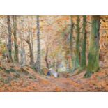 Lucien FRANK École belge (1857-1920)Huile sur panneau: Au bord du chemin.Signée: L. Frank.<