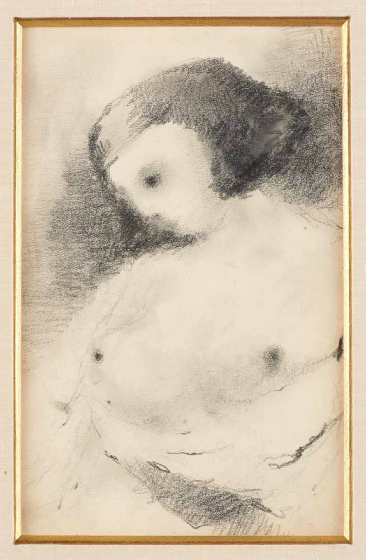 Paul DELVAUX École belge (1897-1994)Dessin au crayon sur papier: Jeune femme nue en buste.P