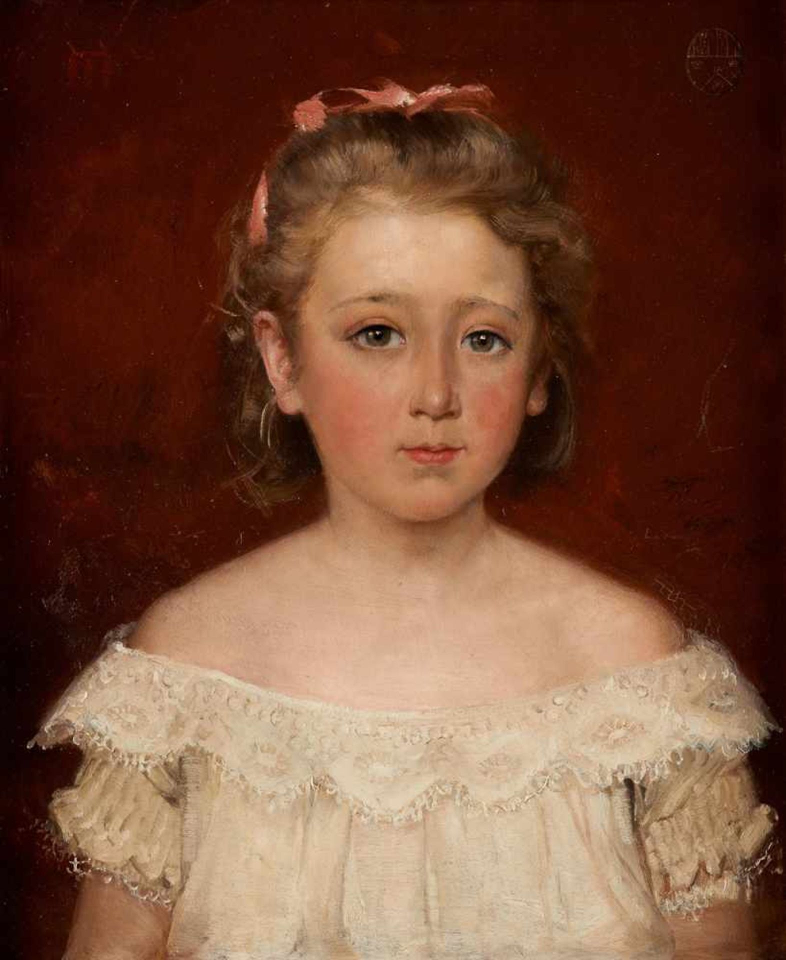 Louis VAN ENGELEN École belge (1856-1940)Huile sur panneau: Portrait de Eva van Havre, née le 1