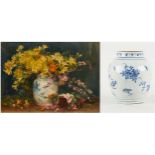 Franz SEGHERS École belge (1849-1939)Huile sur toile: Vase chinois fleuri.Signée: F. Segher