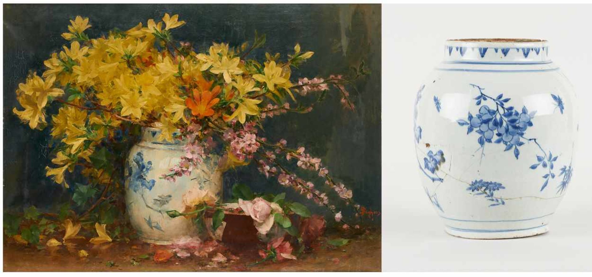 Franz SEGHERS École belge (1849-1939)Huile sur toile: Vase chinois fleuri.Signée: F. Segher