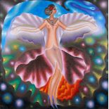 Édouard ZELENINE École russe (1938-2002)Huile sur toile: Danseuse au cygne.Monogrammée pour