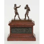 Louis KLEY École française (1833-1911)Sculpture en bronze à patine brune: Les lutteurs.Sign
