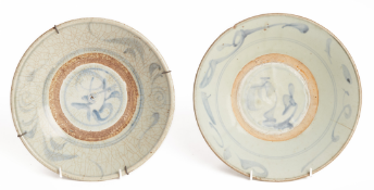TWO SWATOW BLUE AND WHITE PLATES