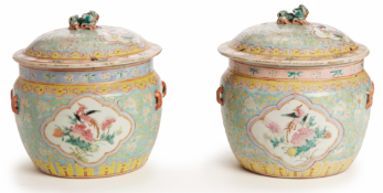 A PAIR OF STRAITS CHINESE PERANAKAN FAMILLE ROSE KAMCHENG