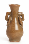 A SMALL CRACKLE-GLAZED PEAR SHAPED VASE