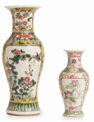 TWO CHINESE BALUSTER PORCELAIN VASES