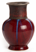 A FLAMBE-GLAZED BALUSTER VASE