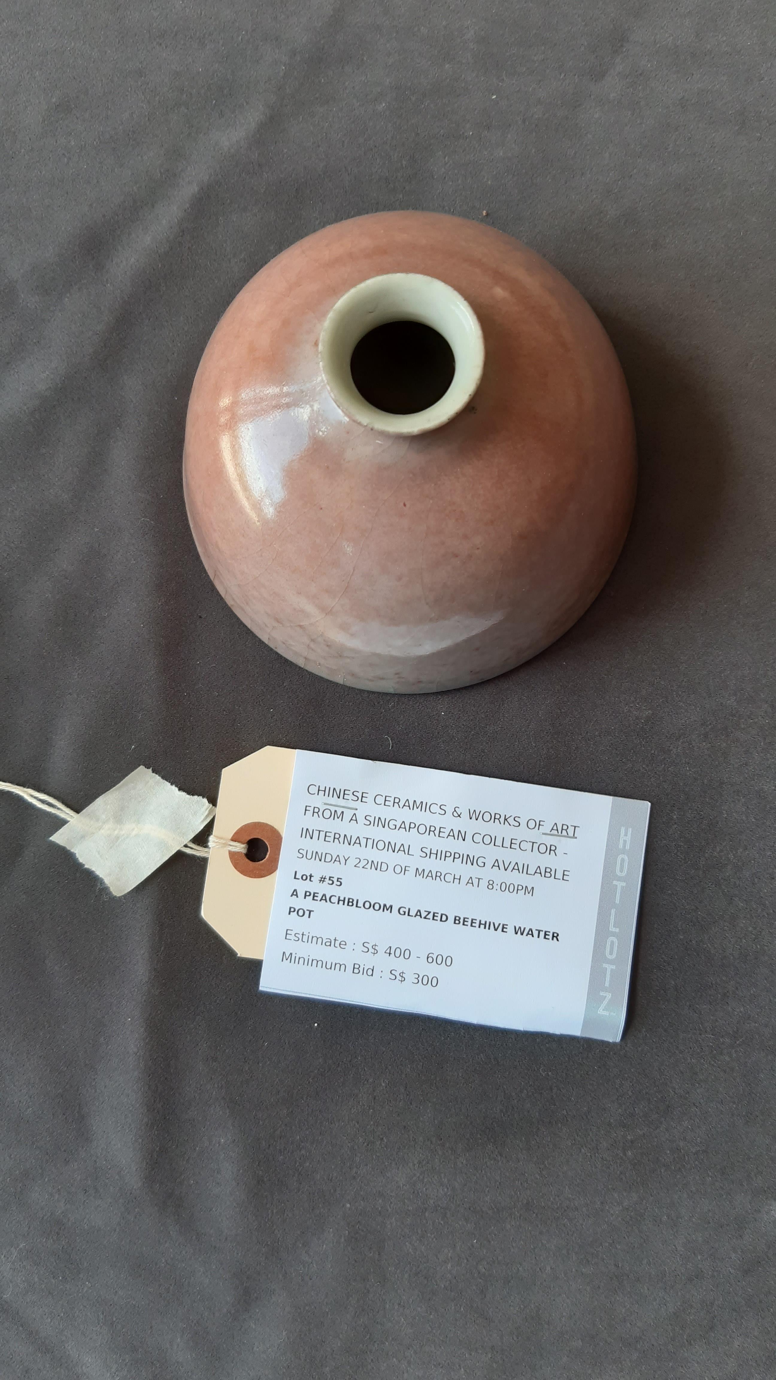 A PEACHBLOOM GLAZED BEEHIVE WATER POT - Image 3 of 11