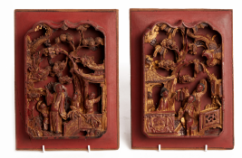 A PAIR OF CHINESE CARVED AND GILT PANELS