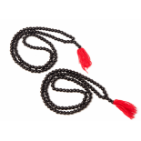 A PAIR OF BLACK BEAD NECKLACES