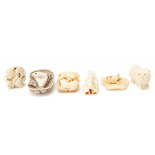SIX ASSORTED CARVED IVORY ANIMALS