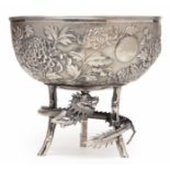 A CHINESE EXPORT SILVER CENTREPIECE BOWL