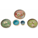 A GROUP OF SMALL CLOISONNE ENAMEL ITEMS