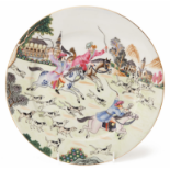 A EUROPEAN HUNTING SUBJECT PORCELAIN PLATE