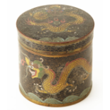 A CLOISONNE ENAMEL CYLINDRICAL BOX AND COVER