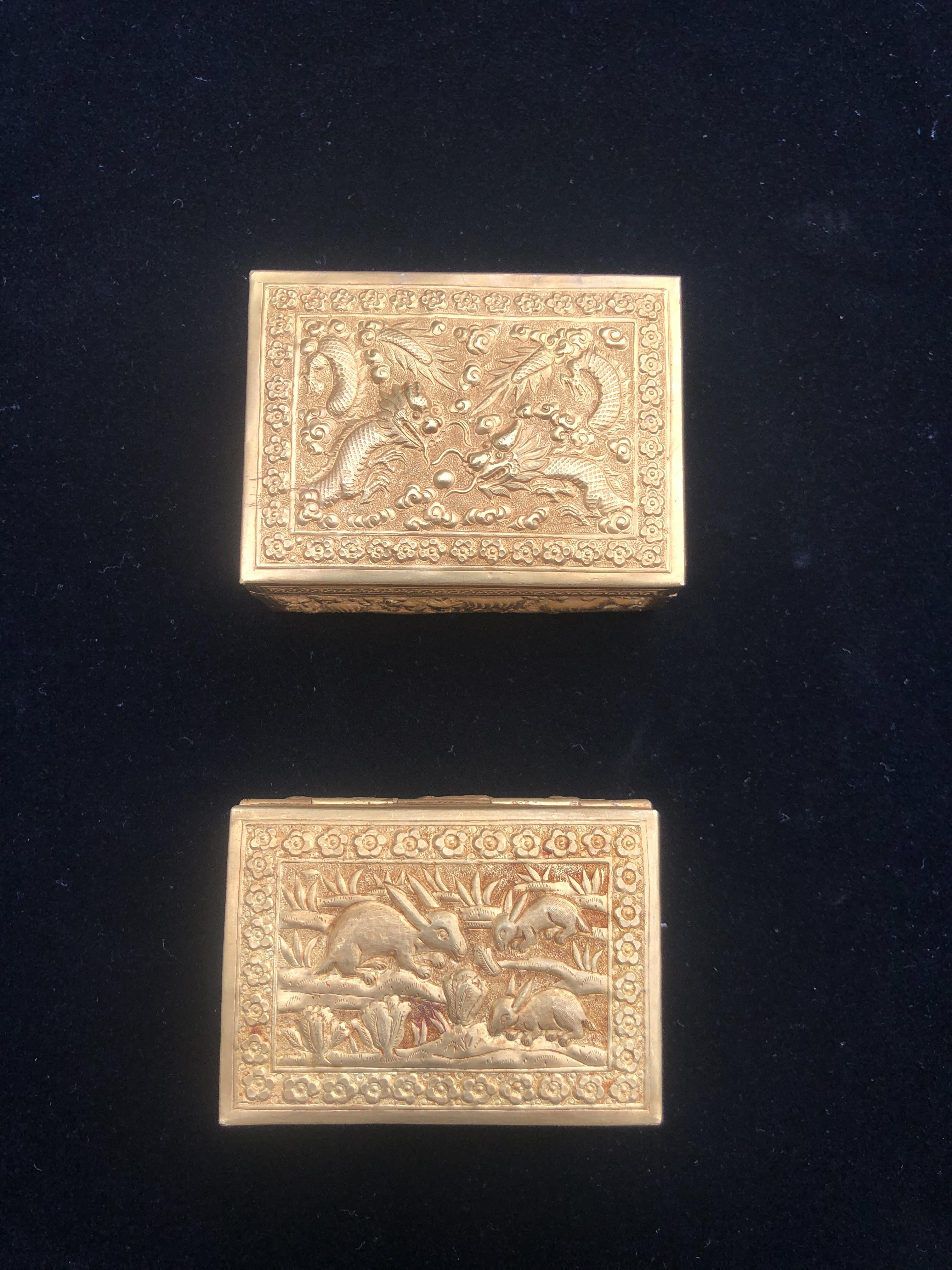 TWO ANTIQUE CHINESE 20K GOLD WEDDING BOXES - Image 9 of 18