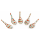 A SET OF FIVE CHINESE PORCELAIN SPOONS