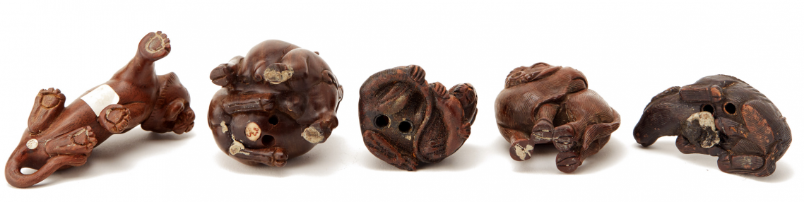 FIVE CARVED WOODEN NETSUKE - Image 3 of 3