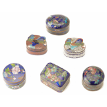 A GROUP OF SIX SMALL CLOISONNE ENAMEL BOXES
