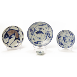 FOUR BLUE AND WHITE PORCELAIN PLATES