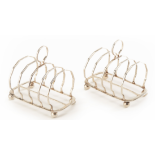 A PAIR OF CHINESE EXPORT SILVER TOAST RACKS