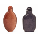 TWO 'SPARKLING' GLASS SNUFF BOTTLES