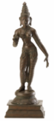 A LARGE INDIAN BRONZE FIGURE OF A FEMALE DEITY (1)