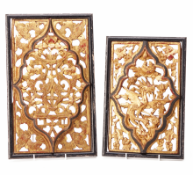 TWO CARVED GILT WOOD PANELS