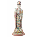 A LARGE FAMILLE ROSE FIGURE OF GUANYIN