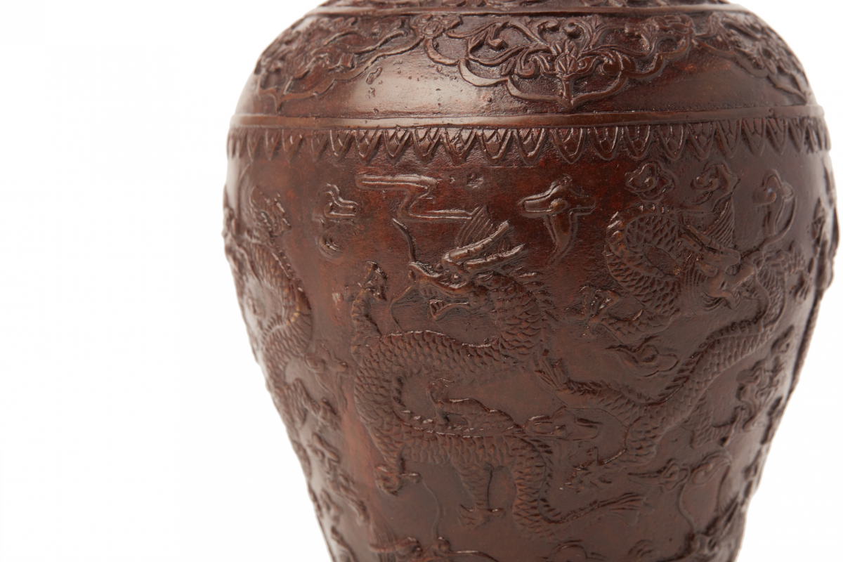 A METALWARE DRAGON MEIPING VASE - Image 3 of 5