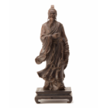 A CARVED ZITAN FIGURE OF QU YUAN