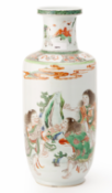 A FAMILLE VERTE PORCELAIN ROULEAU VASE