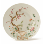 A FAMILLE ROSE 'THREE FRIENDS' PORCELAIN DISH