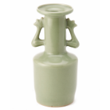 A CELADON 'TWIN PHOENIX' MALLET SHAPED VASE