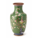 A GREEN GROUND CLOISONNÉ ENAMEL VASE