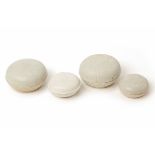 FOUR WHITE GLAZED PORCELAIN COSMETIC BOXES