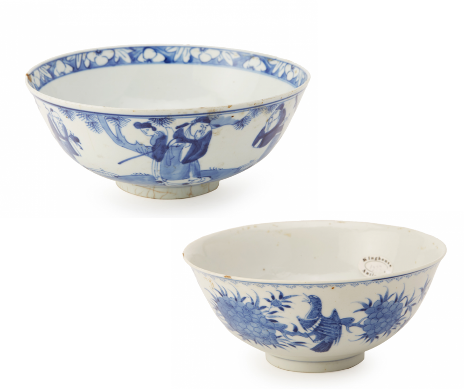 TWO BLUE AND WHITE PORCELAIN BOWLS